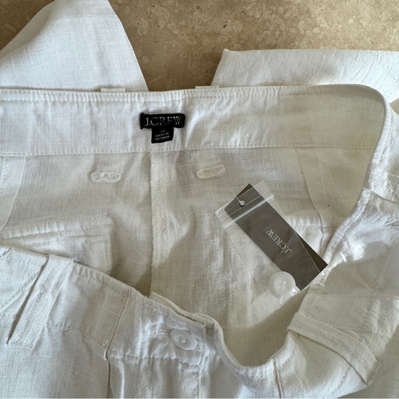 J Crew White Seaside Utility Cargo Pant Linen Blend Womens Size 14 Beach Casual - Picture 14 of 16